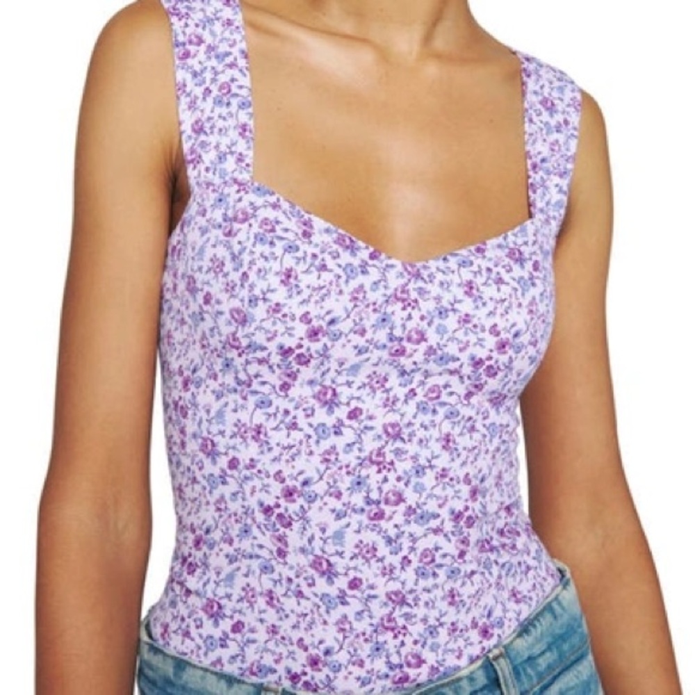 purple floral reformation hester top